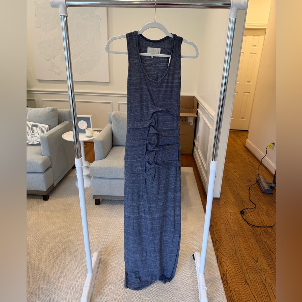Nicole Miller artelier body con maxi dress in heathered blue, size small